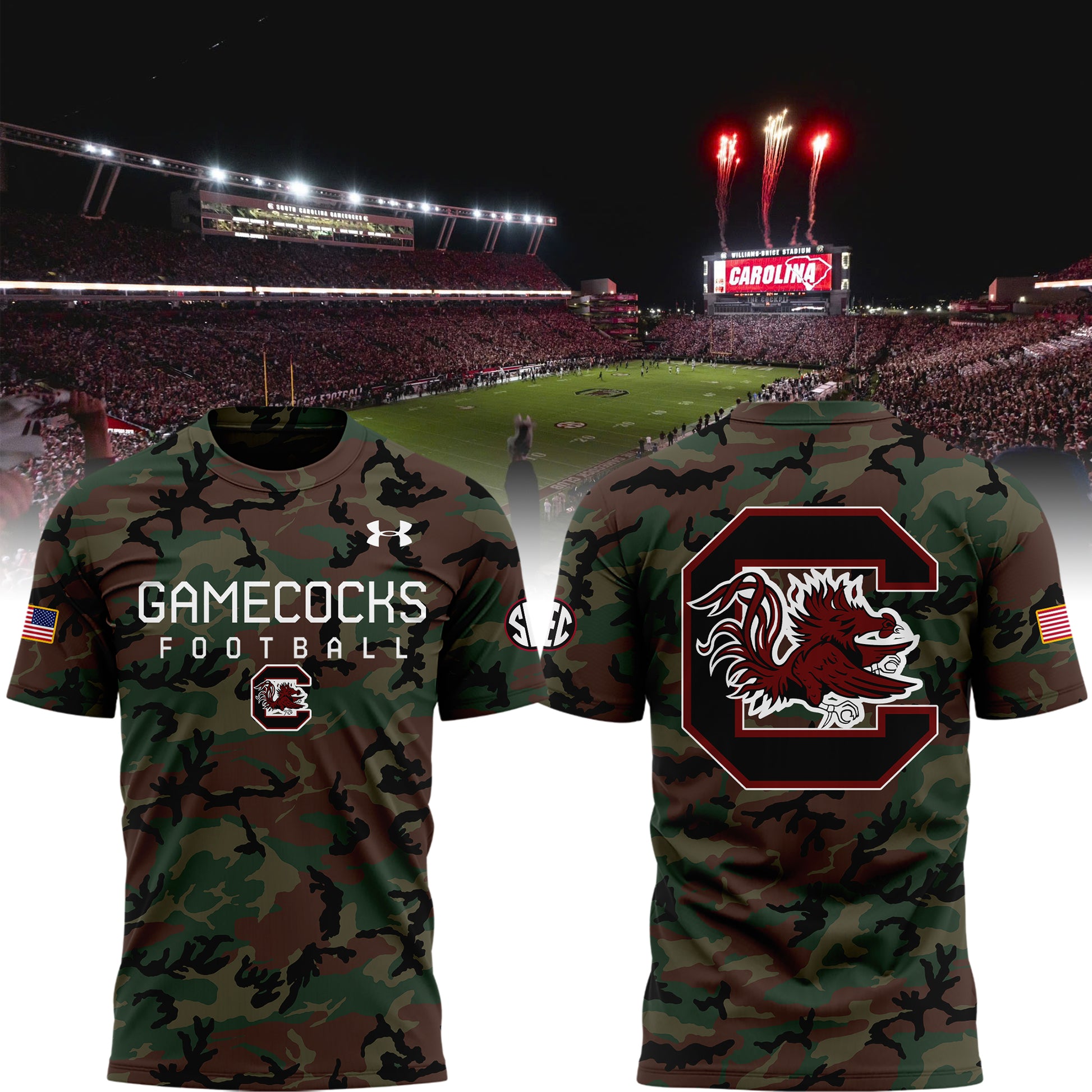 Limited Edition 2024 Military Appreciation Gamecocks Football football Tee