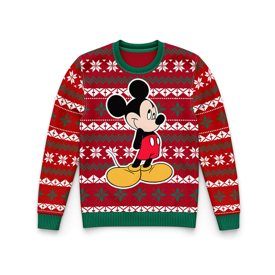 Mickey Mouse Premium Ugly Christmas Sweater - Mickey WT915 Wool Fabric Ugly Sweater Christmas Gift - Mickey Mouse Christmas Sweater