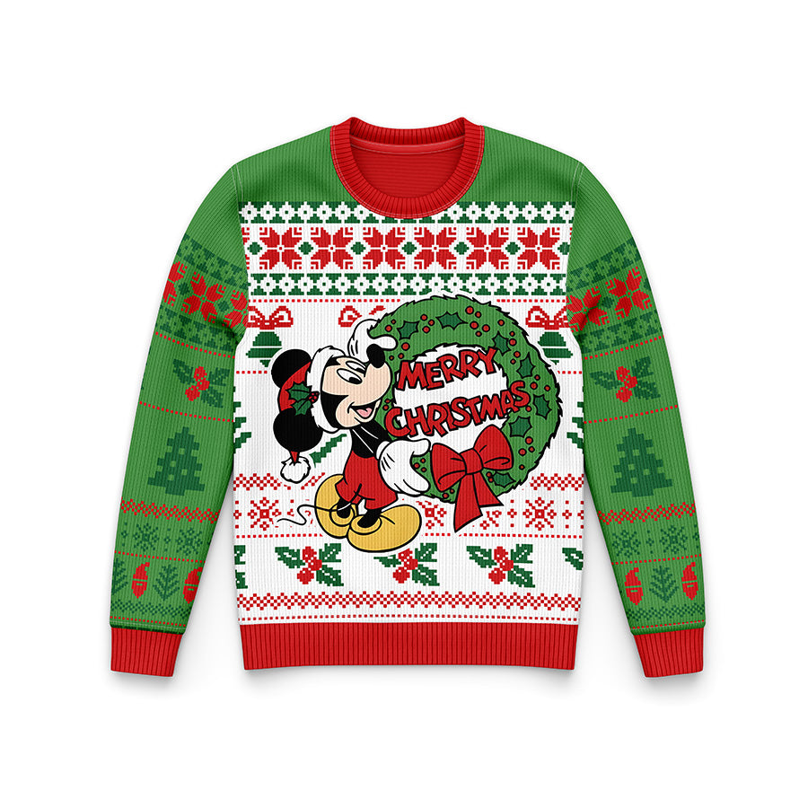 Mickey Mouse Premium Ugly Christmas Sweater - Mickey WT916 Wool Fabric Ugly Sweater Christmas Gift - Mickey Mouse Christmas Sweater