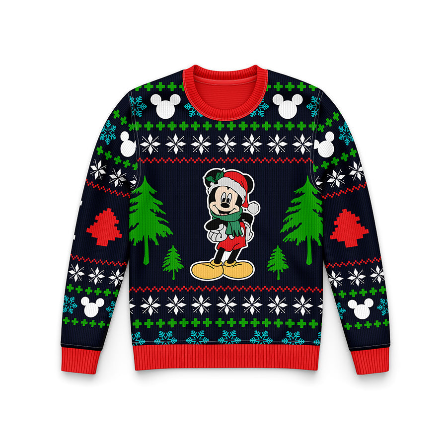 Mickey Mouse Premium Ugly Christmas Sweater - Mickey WT917 Wool Fabric Ugly Sweater Christmas Gift - Mickey Mouse Christmas Sweater