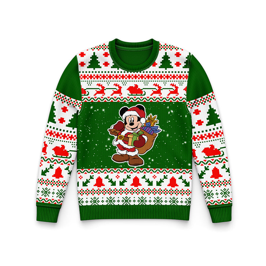 Mickey Mouse Premium Ugly Christmas Sweater - Mickey WT918 Wool Fabric Ugly Sweater Christmas Gift - Mickey Mouse Christmas Sweater