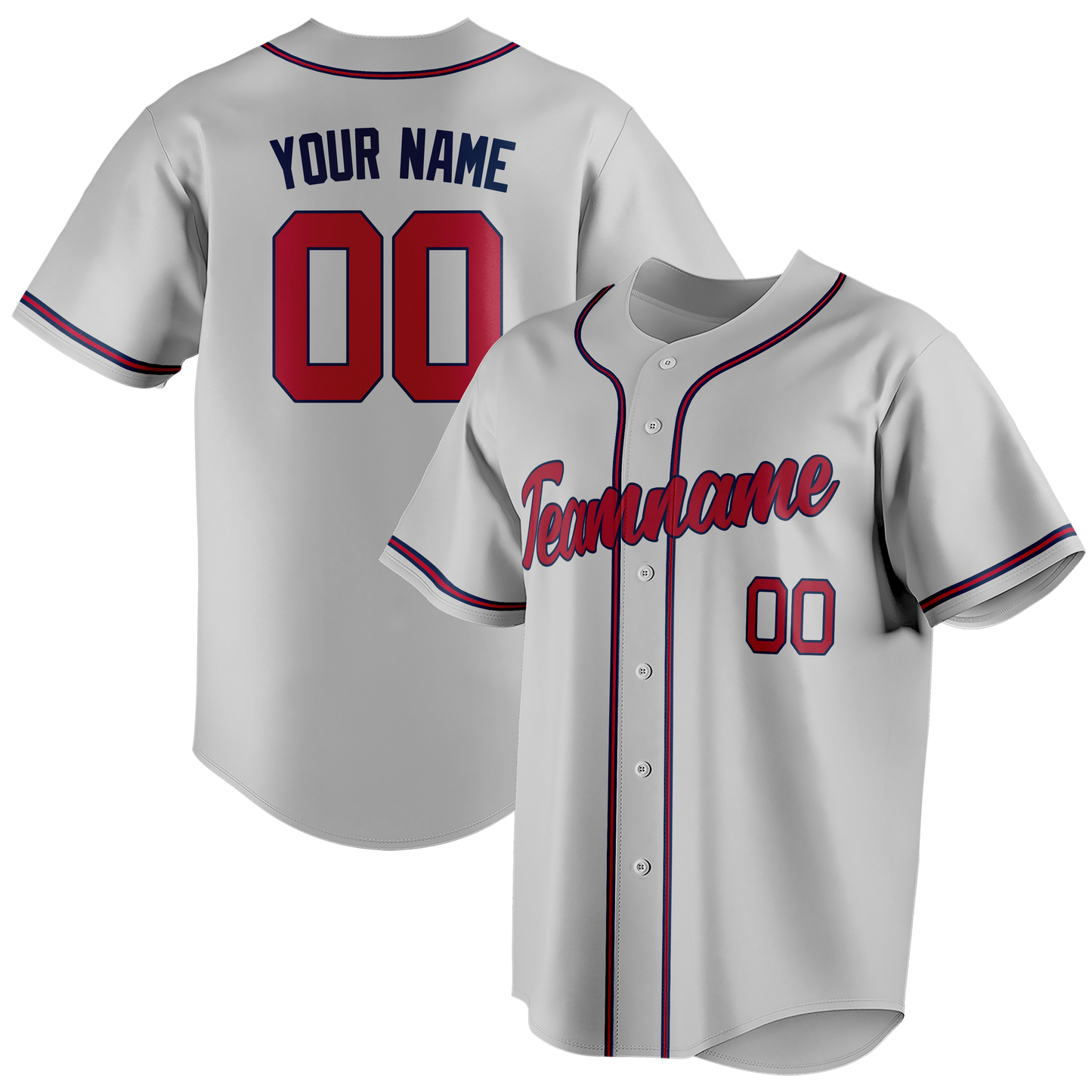 Custom Gray & Maroon Colors Design Sports Baseball Jersey