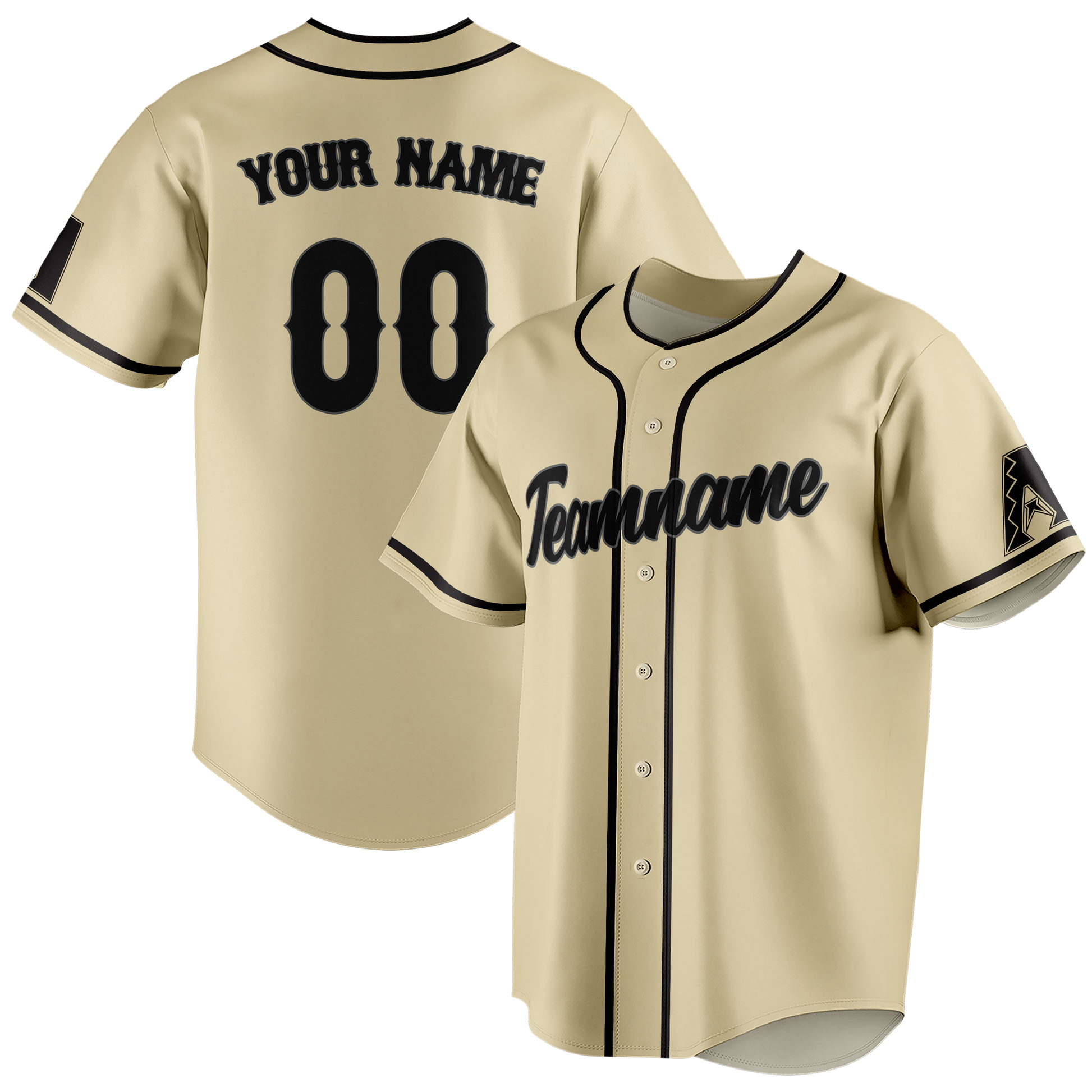 Custom Cream & Black Colors Design Sports Baseball Jersey