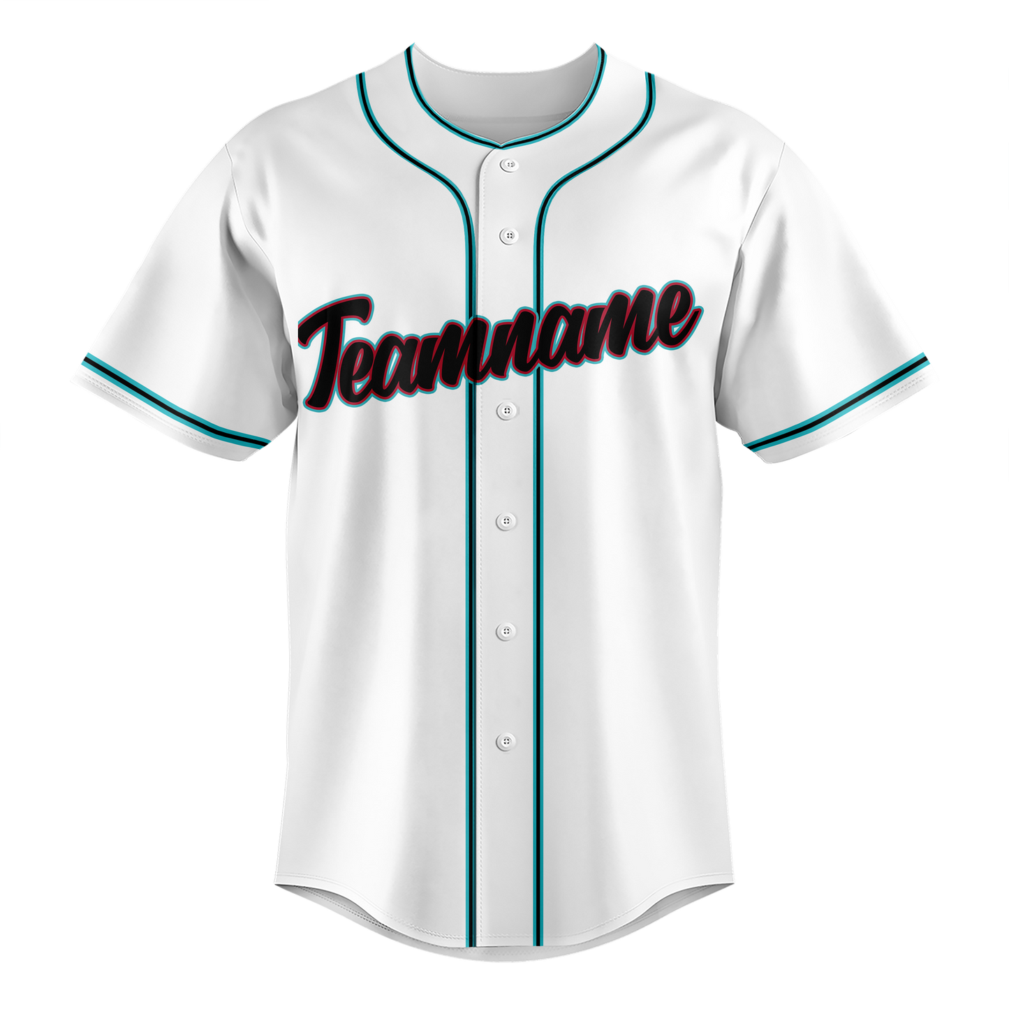 Custom White & Teal Colors Design Sports Baseball Jersey