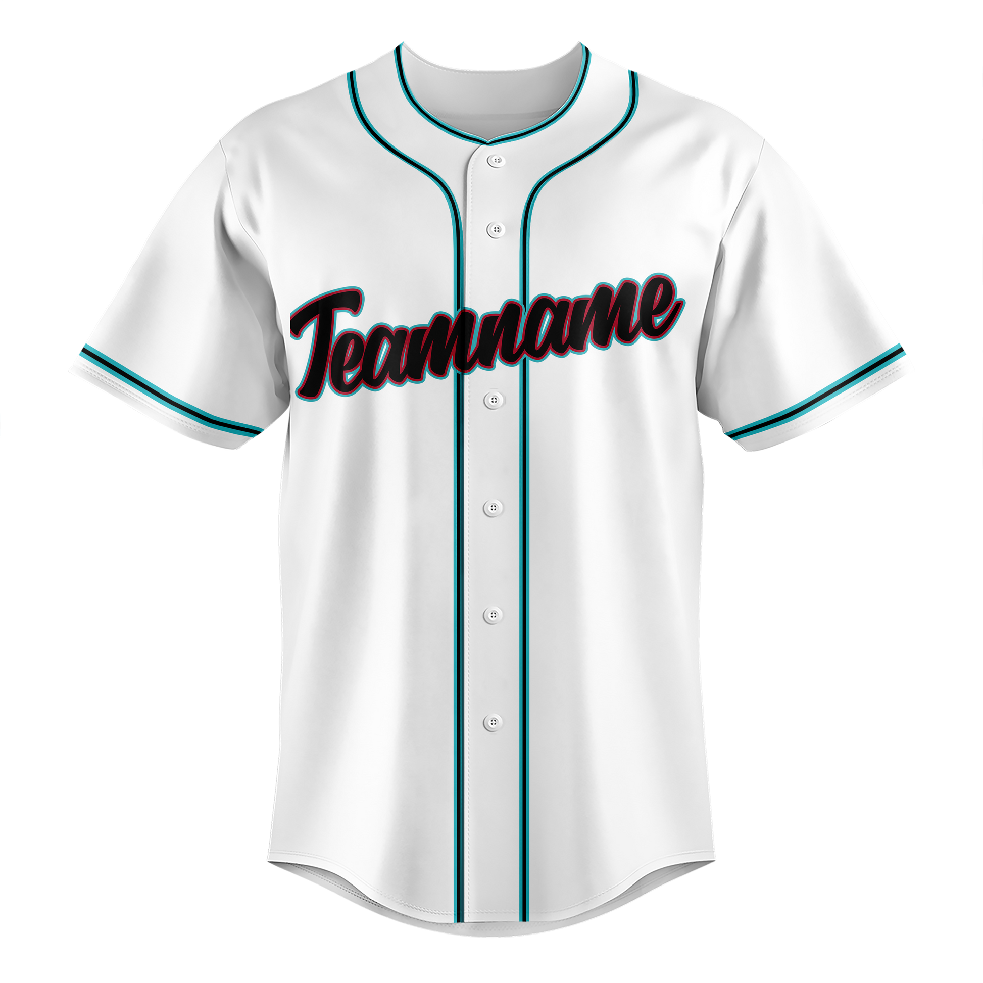 Custom White & Teal Colors Design Sports Baseball Jersey