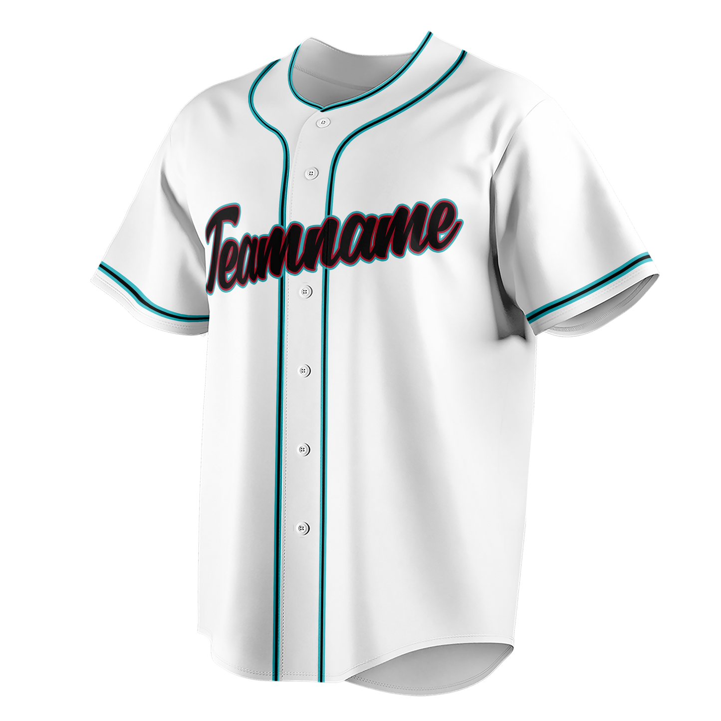 Custom White & Teal Colors Design Sports Baseball Jersey