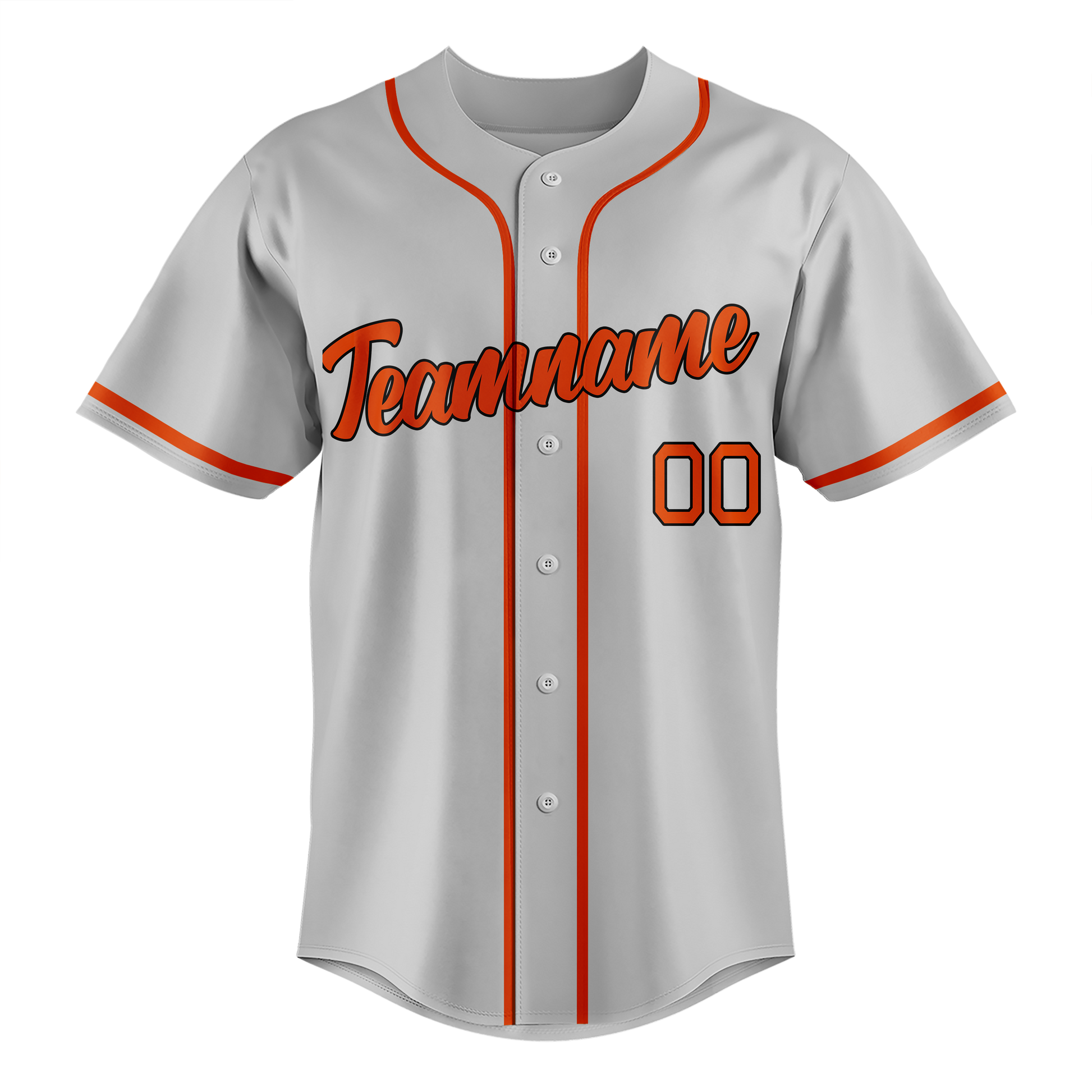 Custom Silver & Orange Colors Design Sports Baseball Jersey