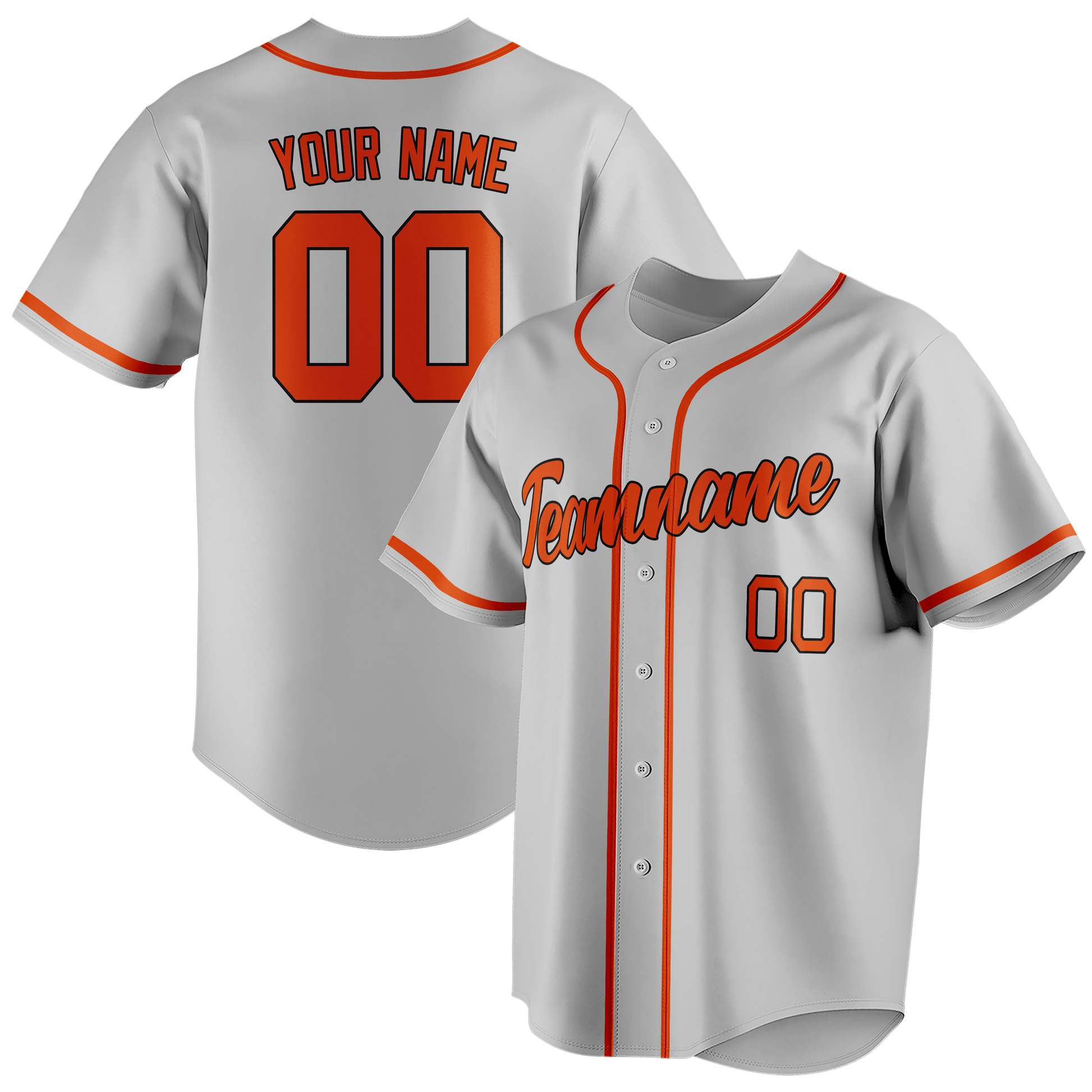 Custom Silver & Orange Colors Design Sports Baseball Jersey