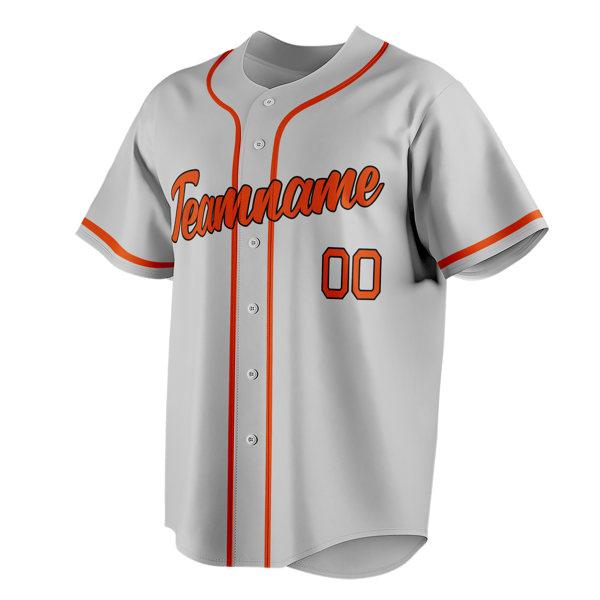 Custom Silver & Orange Colors Design Sports Baseball Jersey