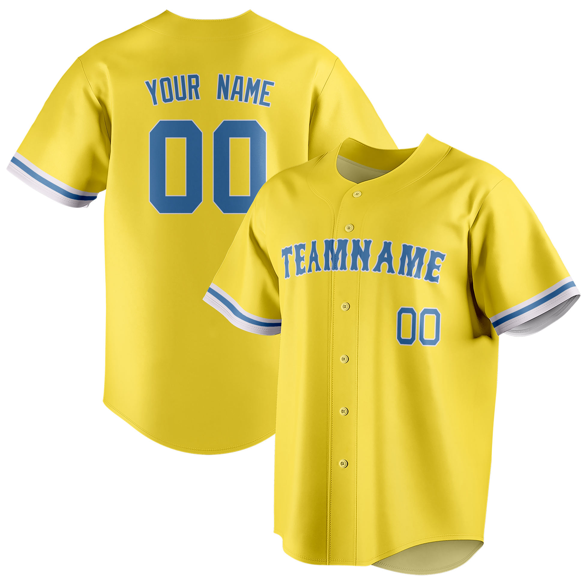 Custom Yellow & Light Blue Colors Design Sports Baseball Jersey