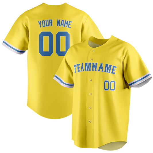 Custom Yellow & Light Blue Colors Design Sports Baseball Jersey