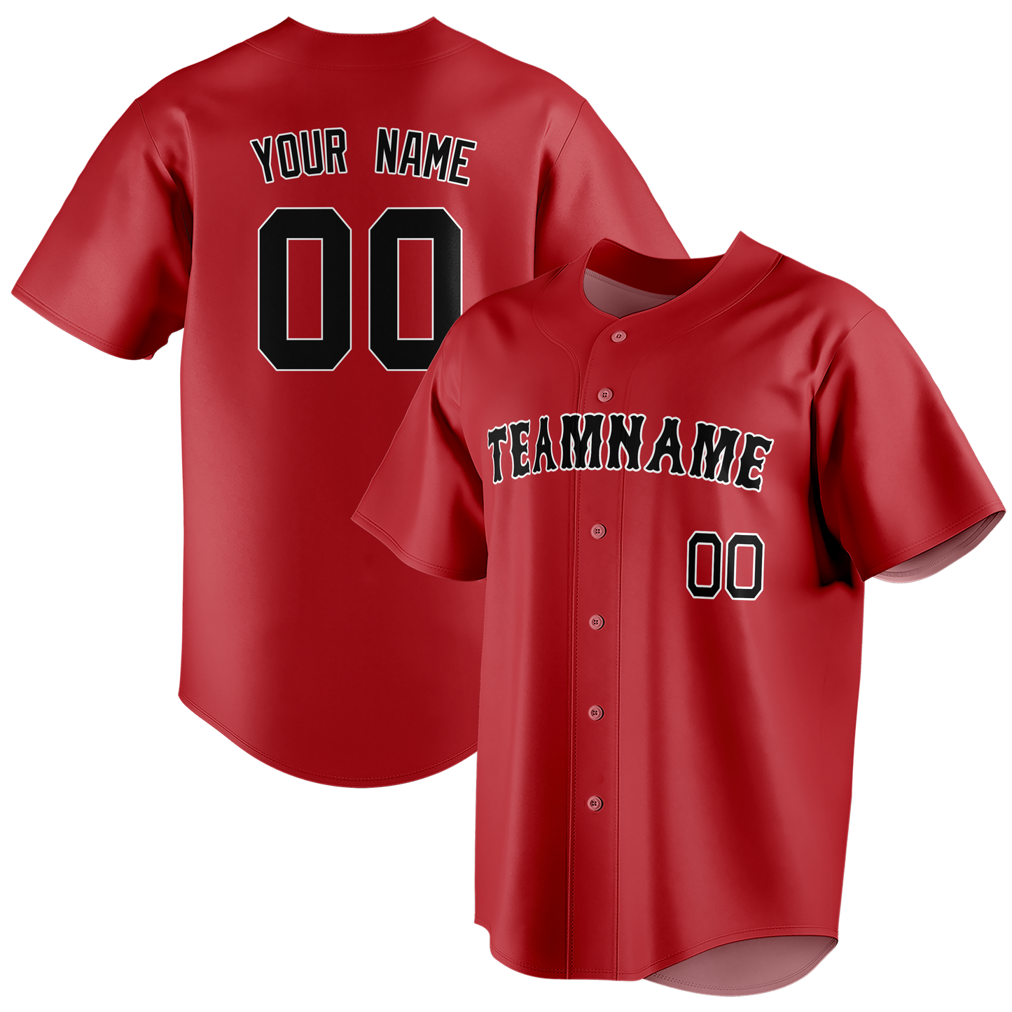 Custom Red & Black Colors Design Sports Baseball Jersey