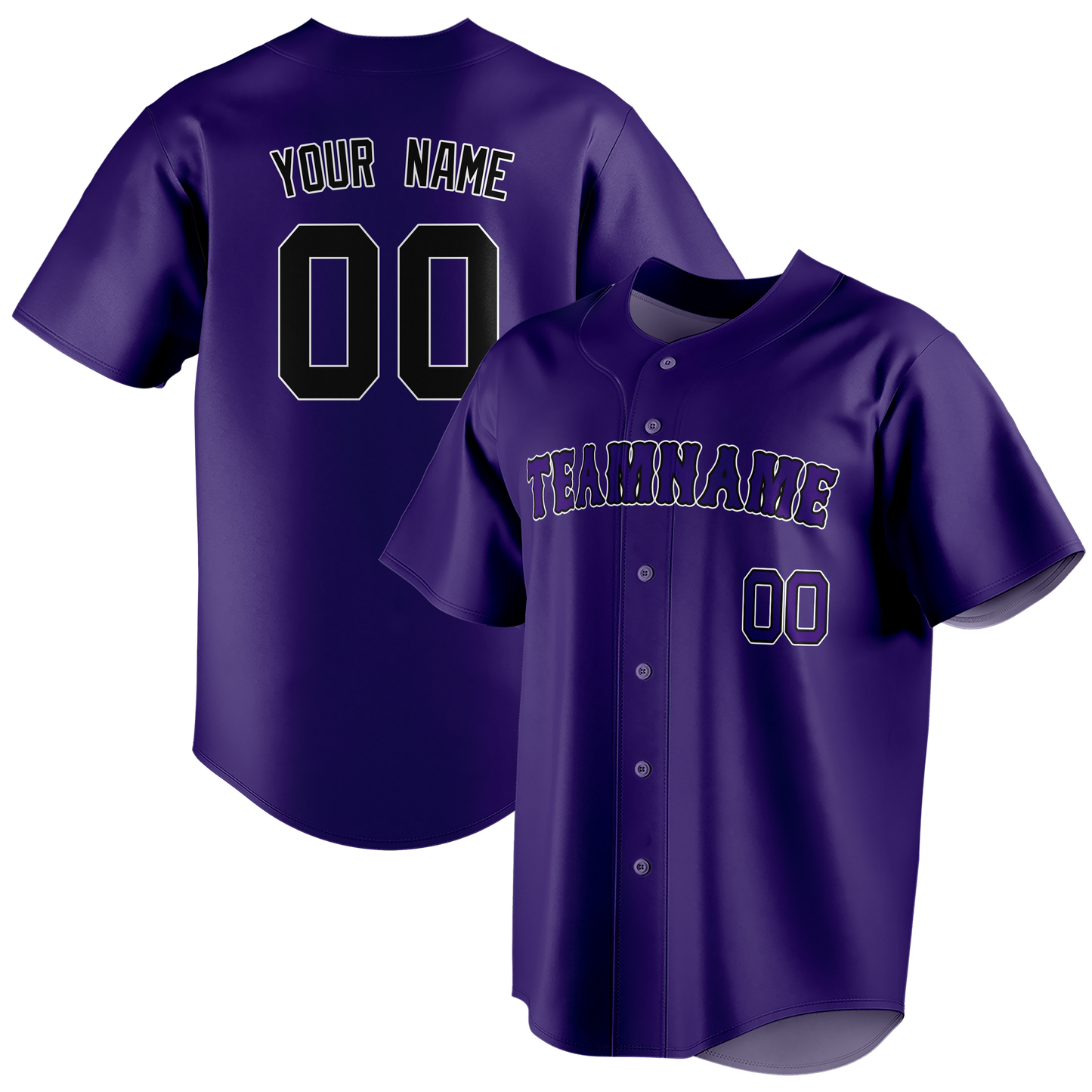 Custom Purple & Black Colors Design Sports Baseball Jersey