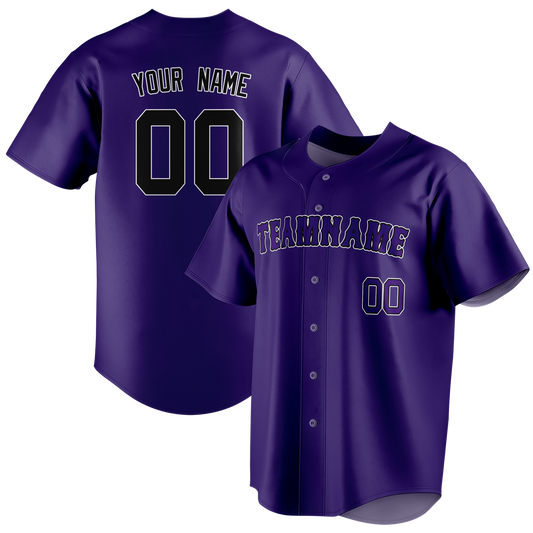 Custom Purple & Black Colors Design Sports Baseball Jersey