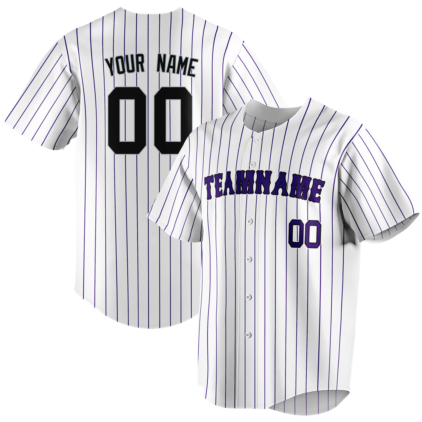 Custom White & Purple Colors Design Sports Baseball Jersey