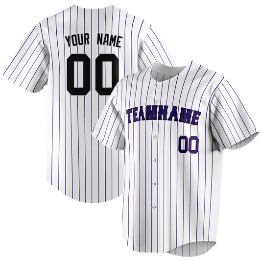 Custom White & Purple Colors Design Sports Baseball Jersey