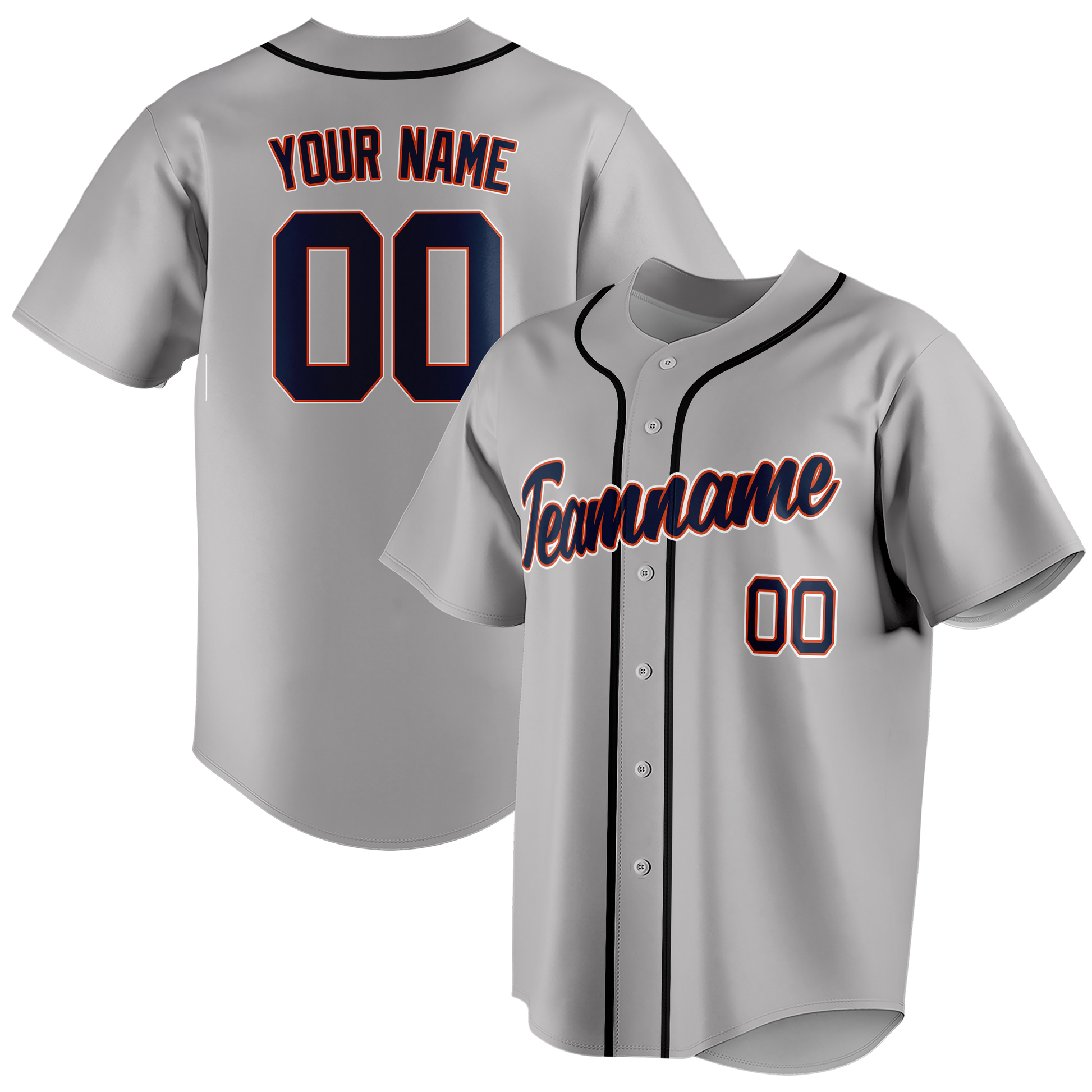 Custom Gray & Black Colors Design Sports Baseball Jersey