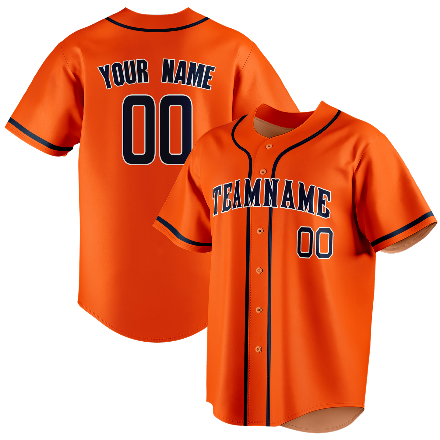 Custom Orange & Navy Blue Colors Design Sports Baseball Jersey