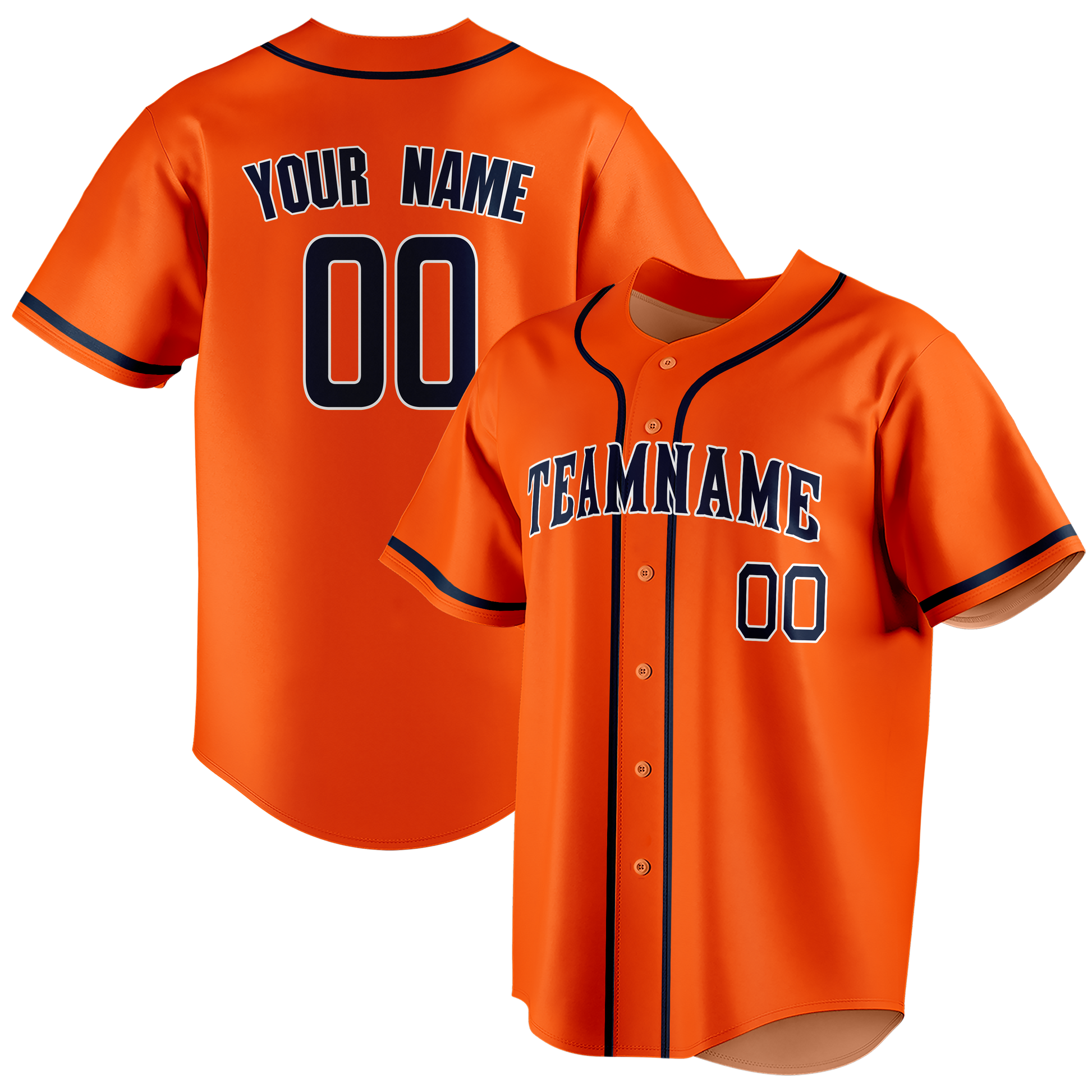 Custom Orange & Navy Blue Colors Design Sports Baseball Jersey