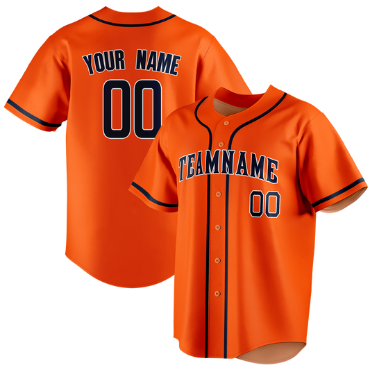 Custom Orange & Navy Blue Colors Design Sports Baseball Jersey