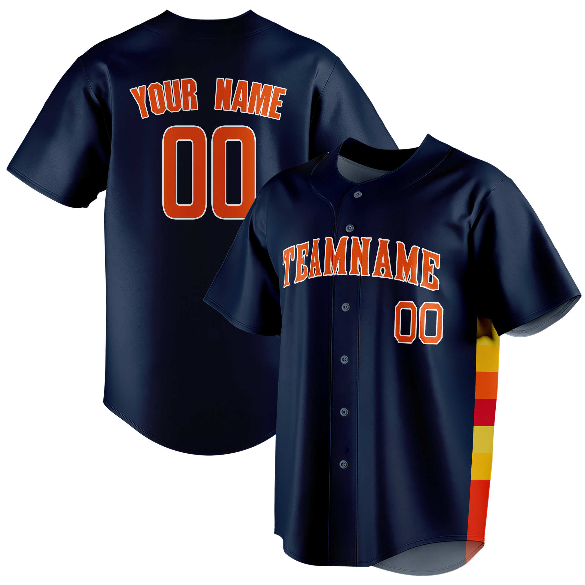 Custom Navy Blue & Orange Colors Design Sports Baseball Jersey