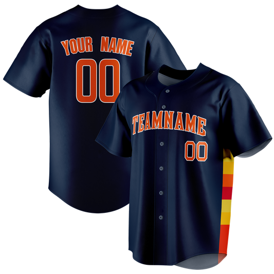 Custom Navy Blue & Orange Colors Design Sports Baseball Jersey