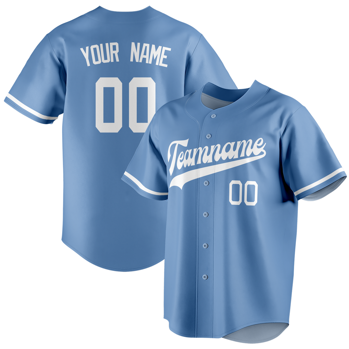 Custom Light Blue & White Colors Design Sports Baseball Jersey