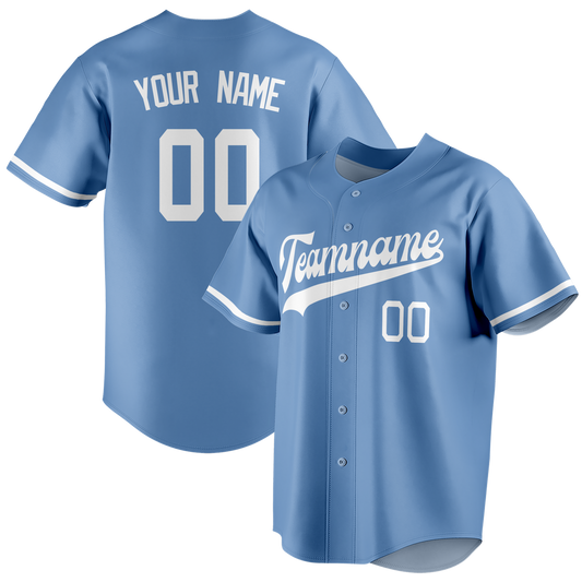 Custom Light Blue & White Colors Design Sports Baseball Jersey