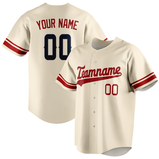 Custom Cream & Maroon Colors Design Sports Baseball Jersey