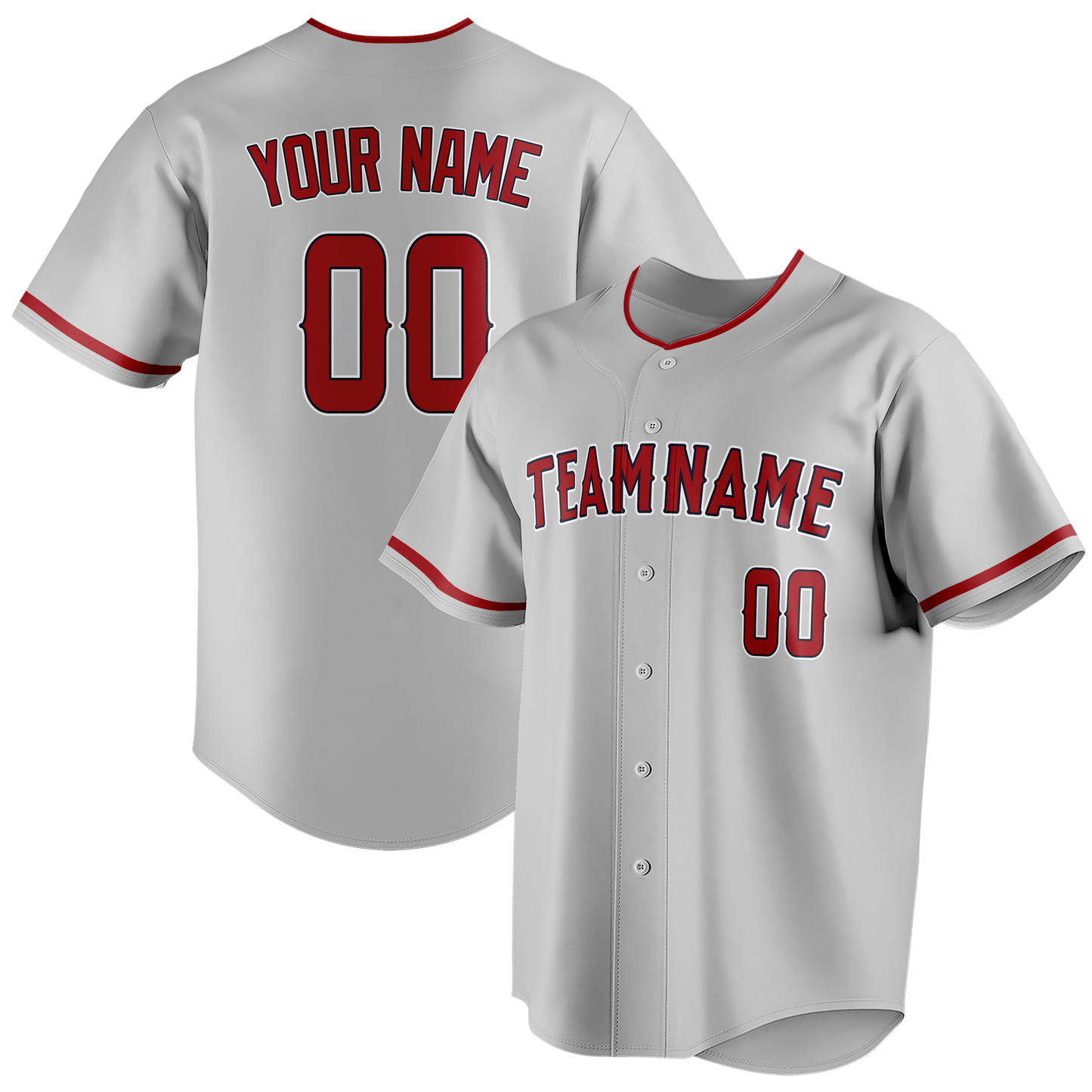 Custom Silver & Maroon Colors Design Sports Baseball Jersey