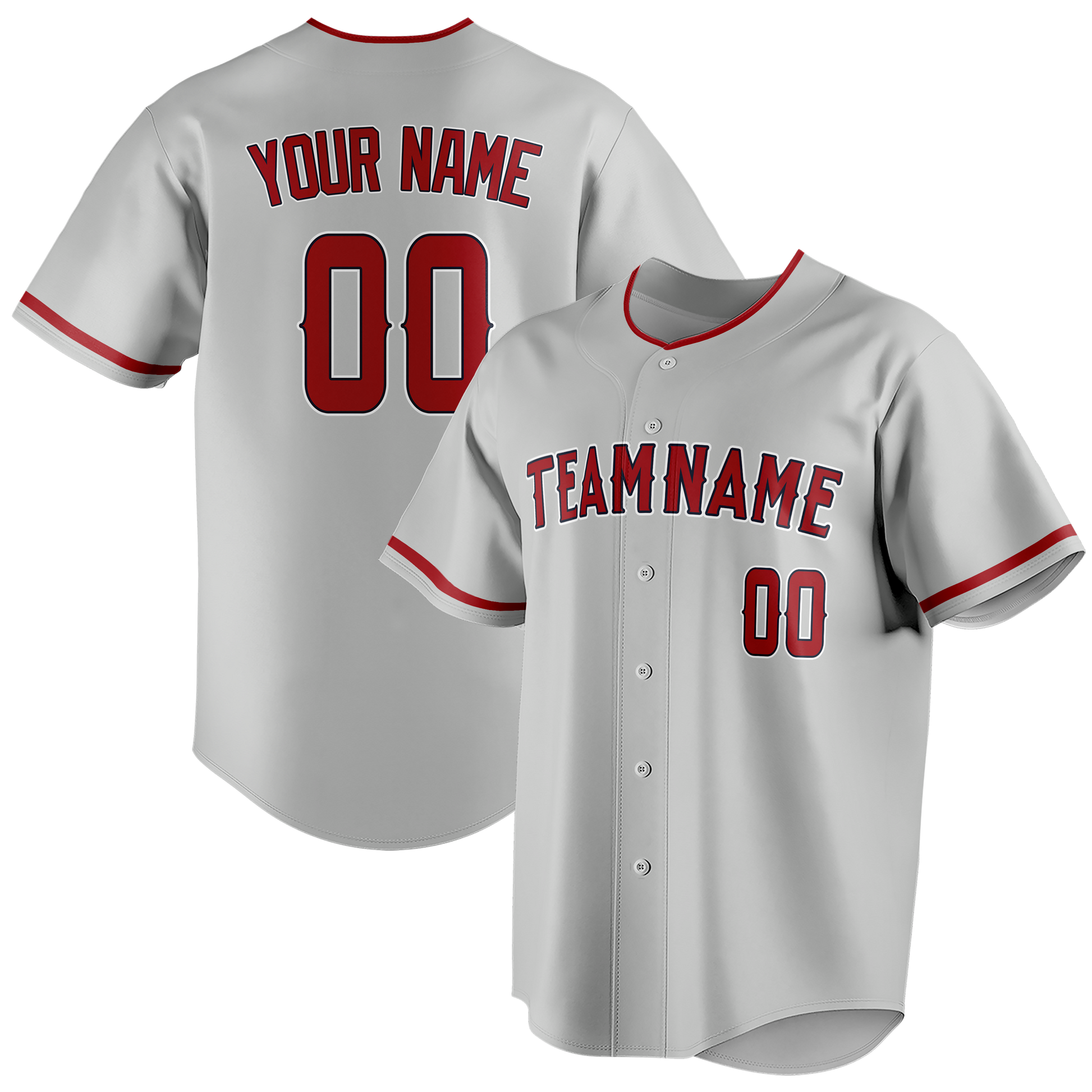 Custom Silver & Maroon Colors Design Sports Baseball Jersey