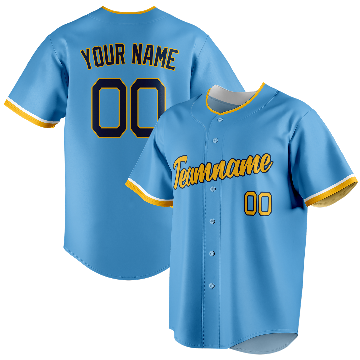 Custom Blue & Yellow Colors Design Sports Baseball Jersey