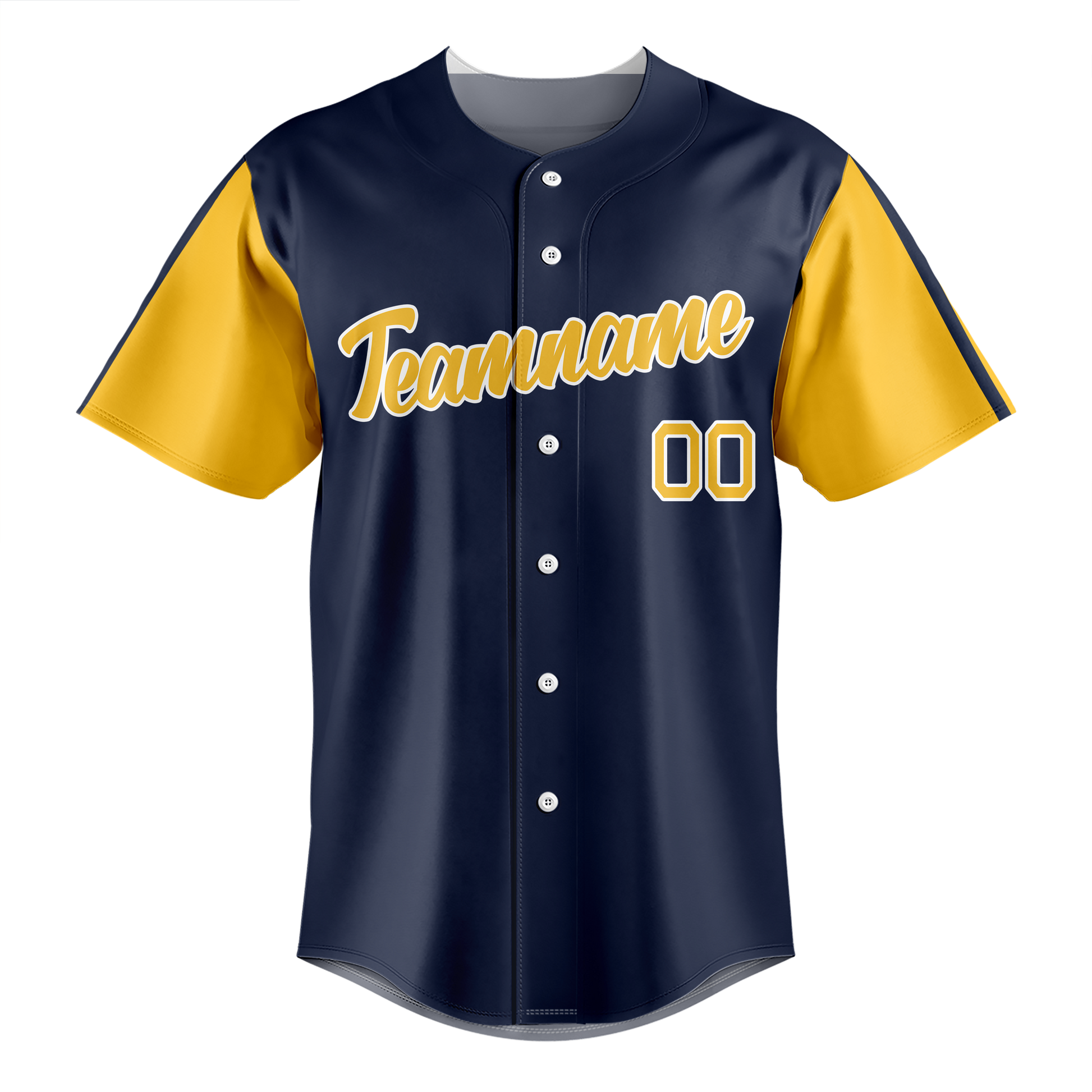 Custom Navy Blue & Yellow Colors Design Sports Baseball Jersey