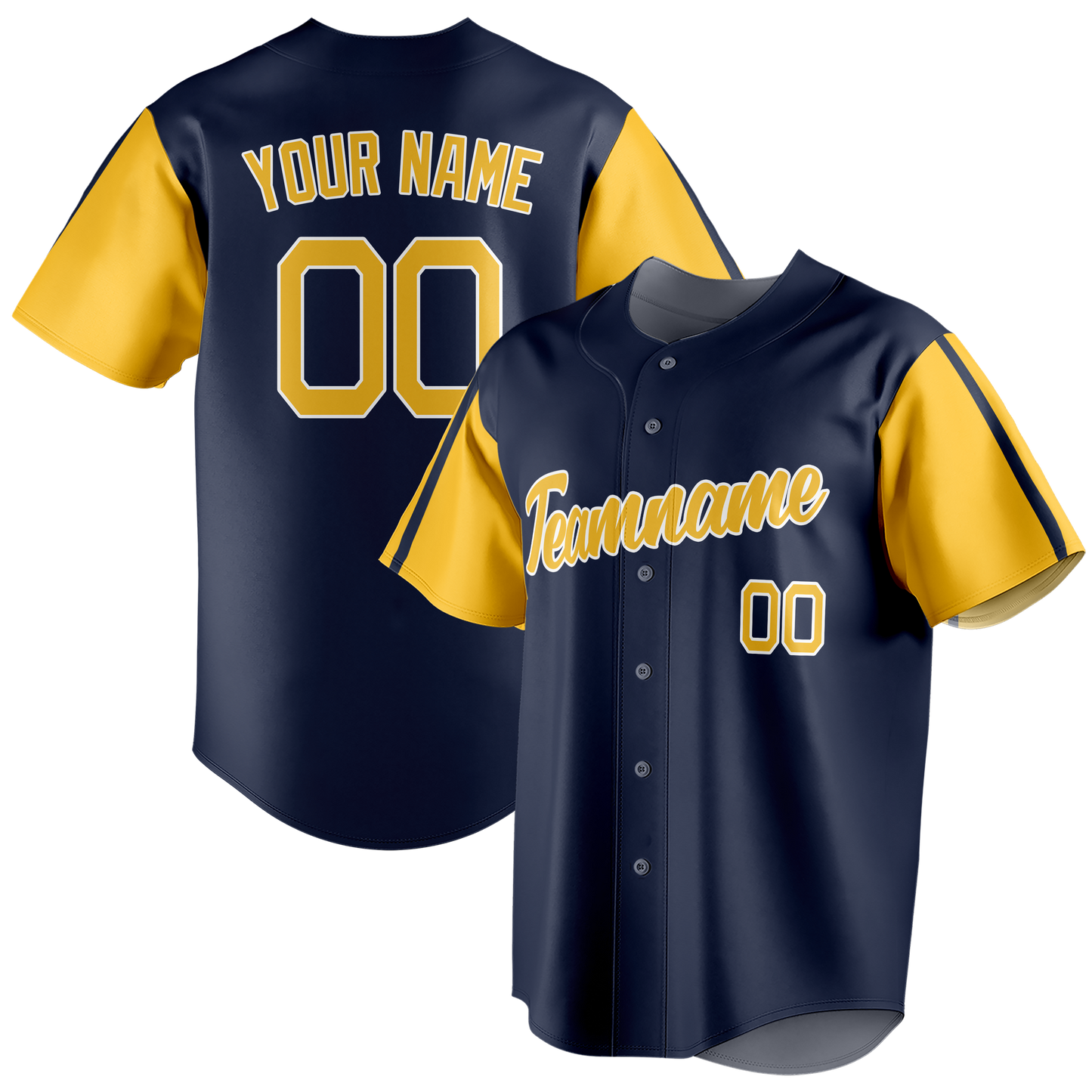 Custom Navy Blue & Yellow Colors Design Sports Baseball Jersey