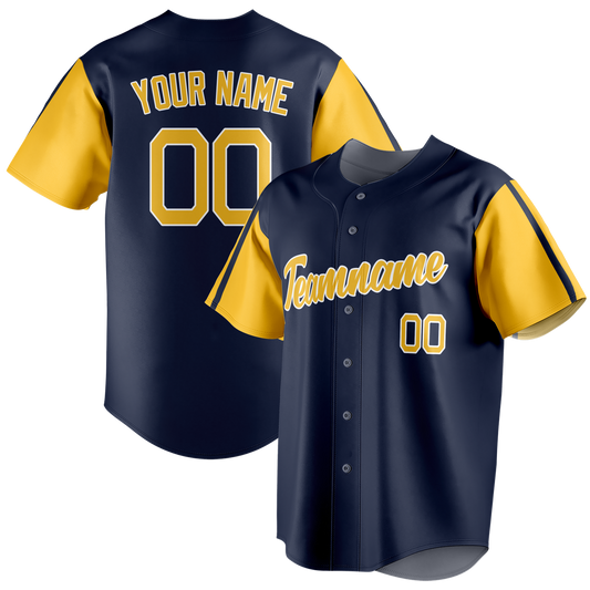 Custom Navy Blue & Yellow Colors Design Sports Baseball Jersey