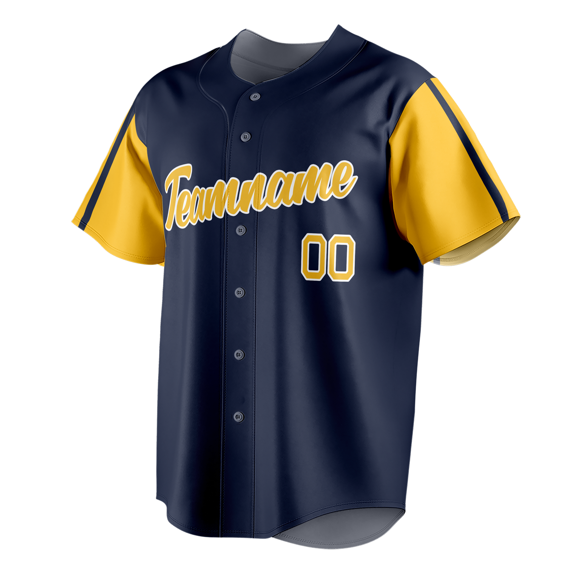 Custom Navy Blue & Yellow Colors Design Sports Baseball Jersey