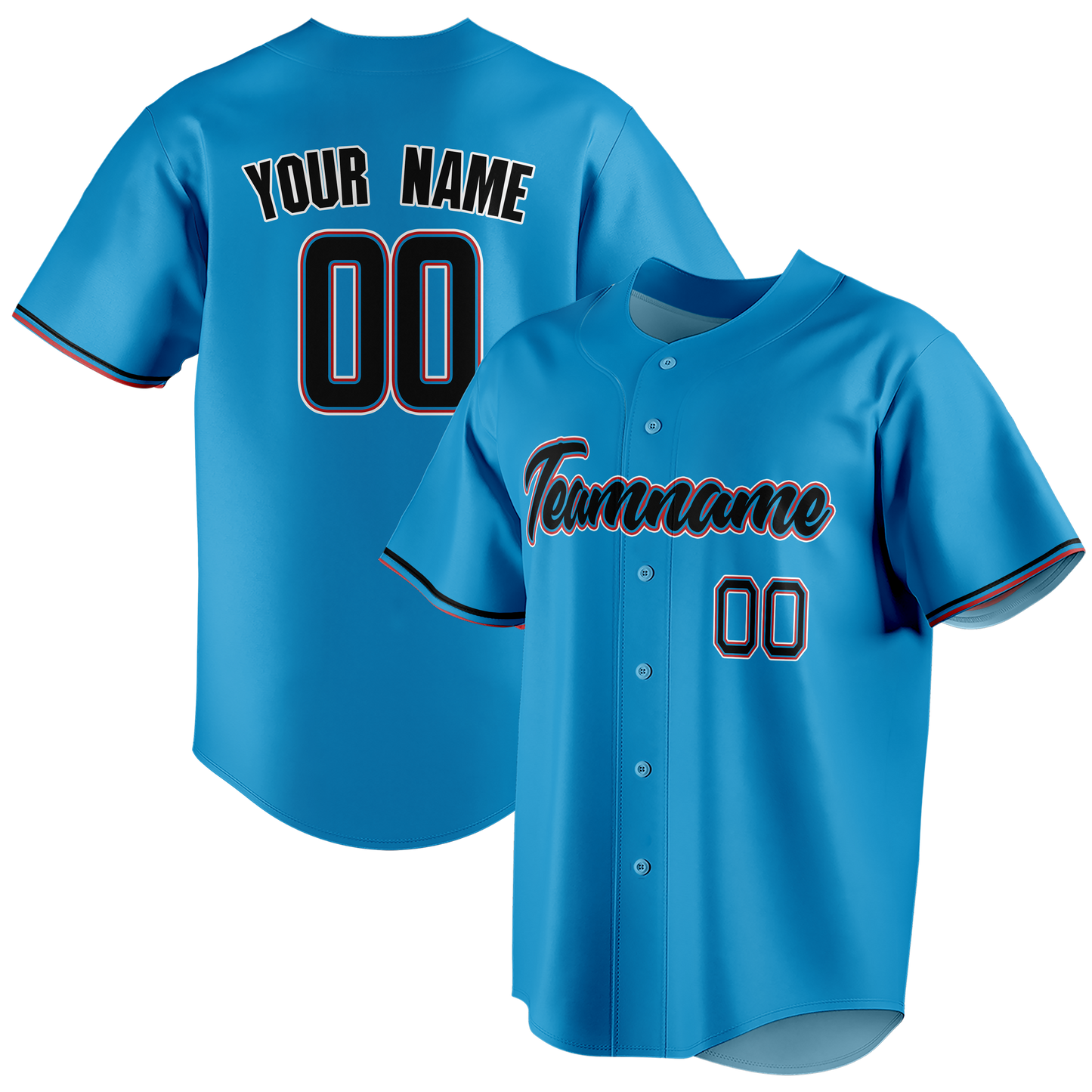 Custom Blue & Black Colors Design Sports Baseball Jersey