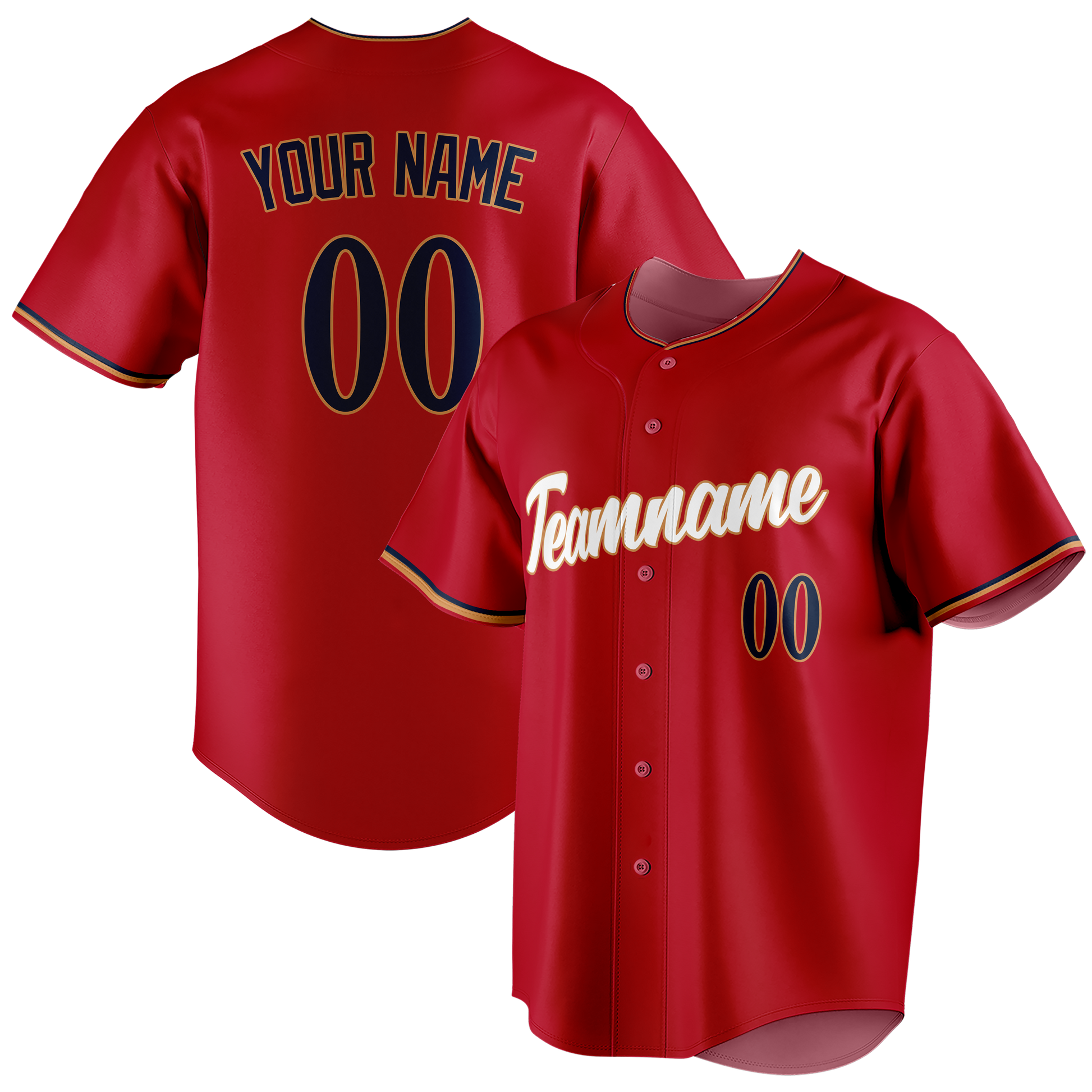 Custom Red & Navy Blue Colors Design Sports Baseball Jersey