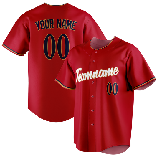 Custom Red & Navy Blue Colors Design Sports Baseball Jersey