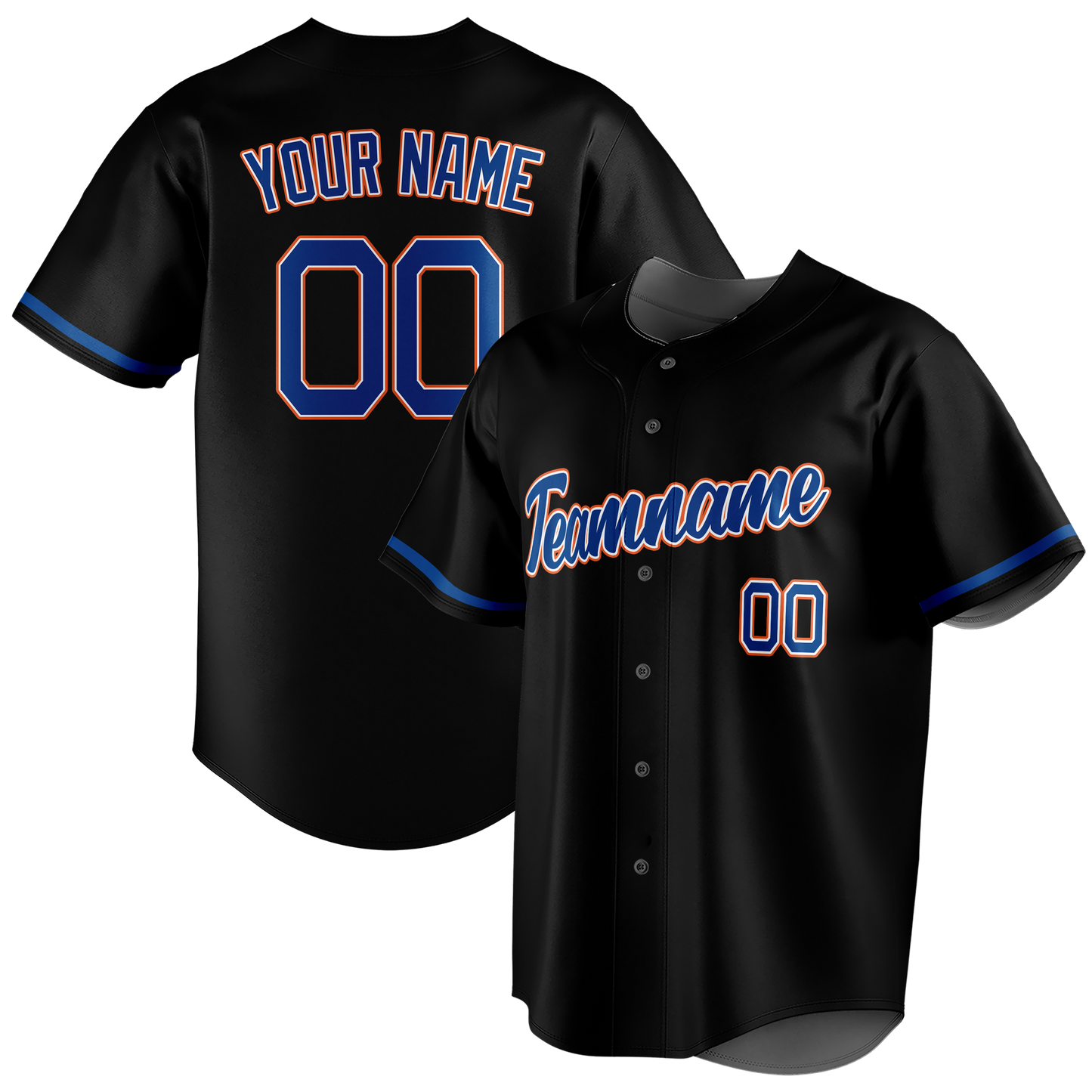 Custom Black & Royal Blue Colors Design Sports Baseball Jersey