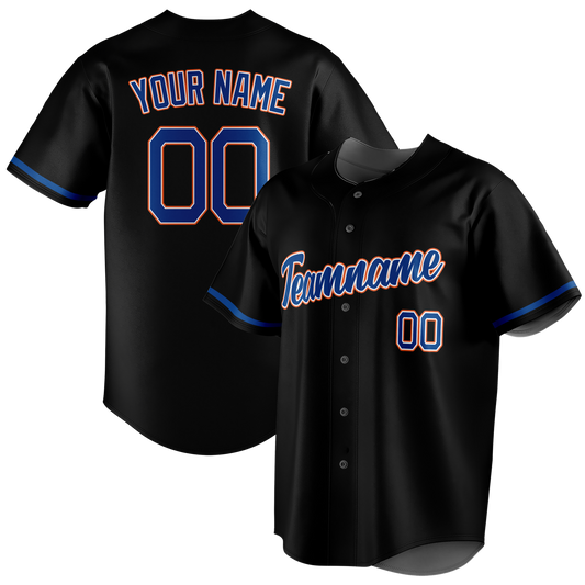 Custom Black & Royal Blue Colors Design Sports Baseball Jersey