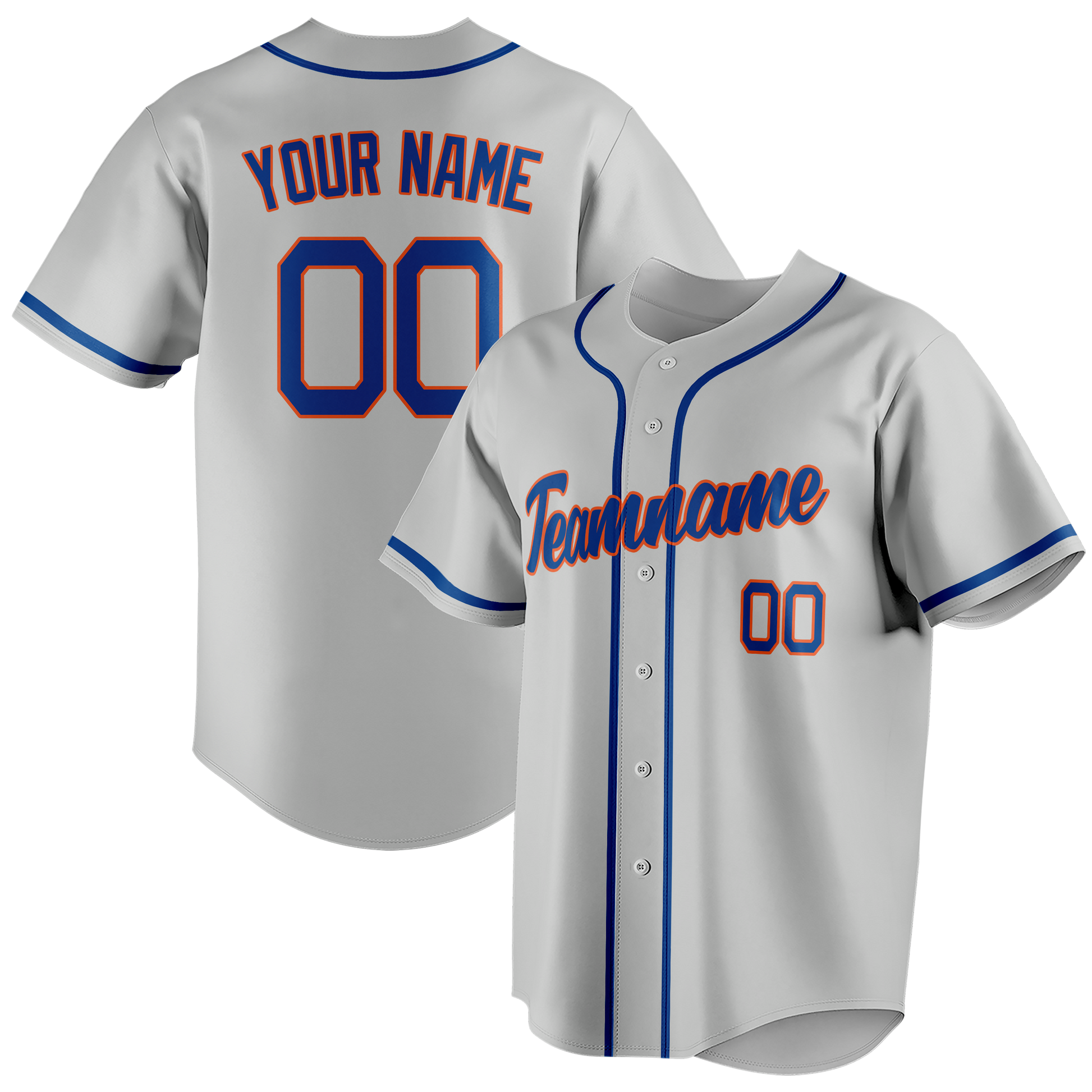 Custom Silver & Royal Blue Colors Design Sports Baseball Jersey