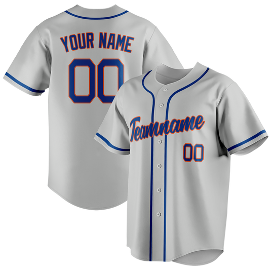 Custom Silver & Royal Blue Colors Design Sports Baseball Jersey