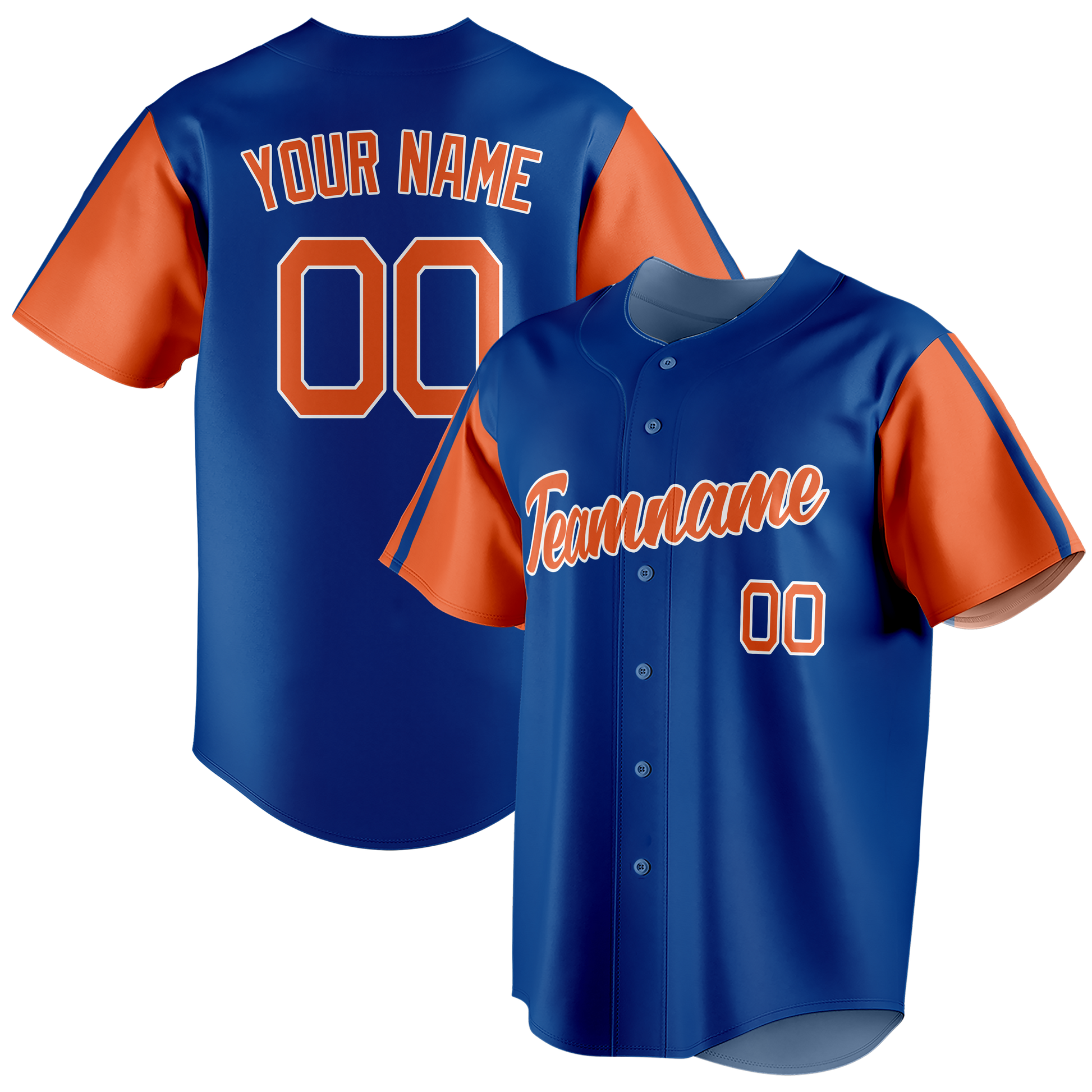 Custom Royal Blue & Orange Colors Design Sports Baseball Jersey