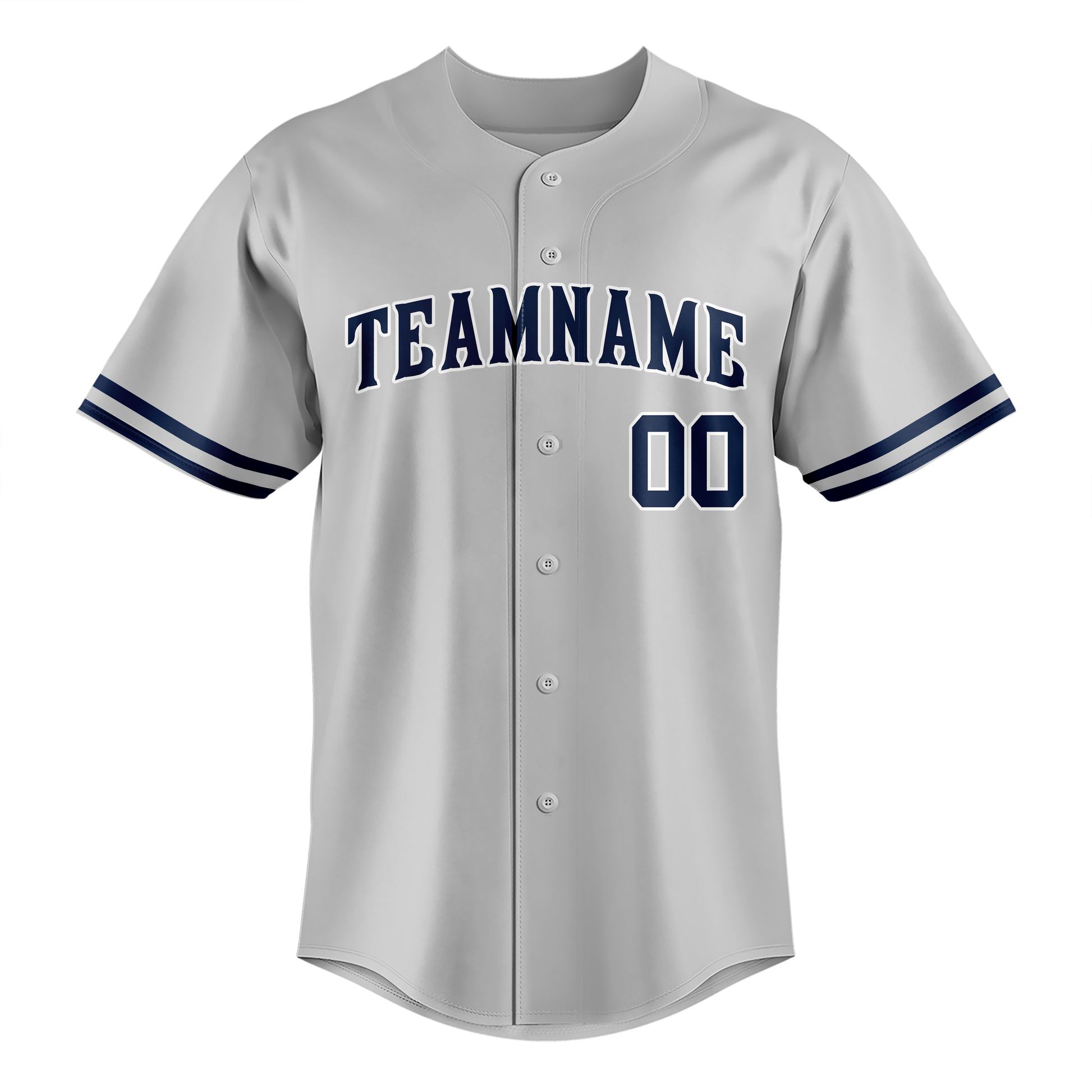 Custom Silver & Navy Blue Colors Design Sports Baseball Jersey