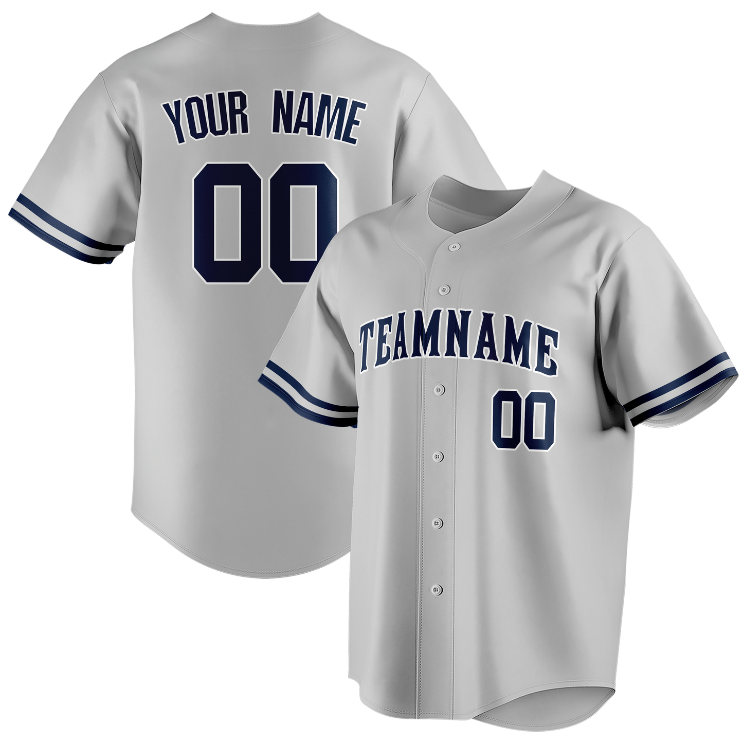 Custom Silver & Navy Blue Colors Design Sports Baseball Jersey