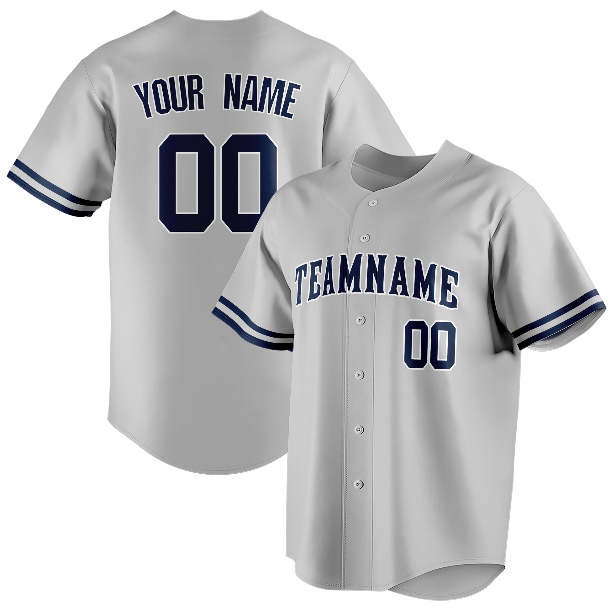 Custom Silver & Navy Blue Colors Design Sports Baseball Jersey