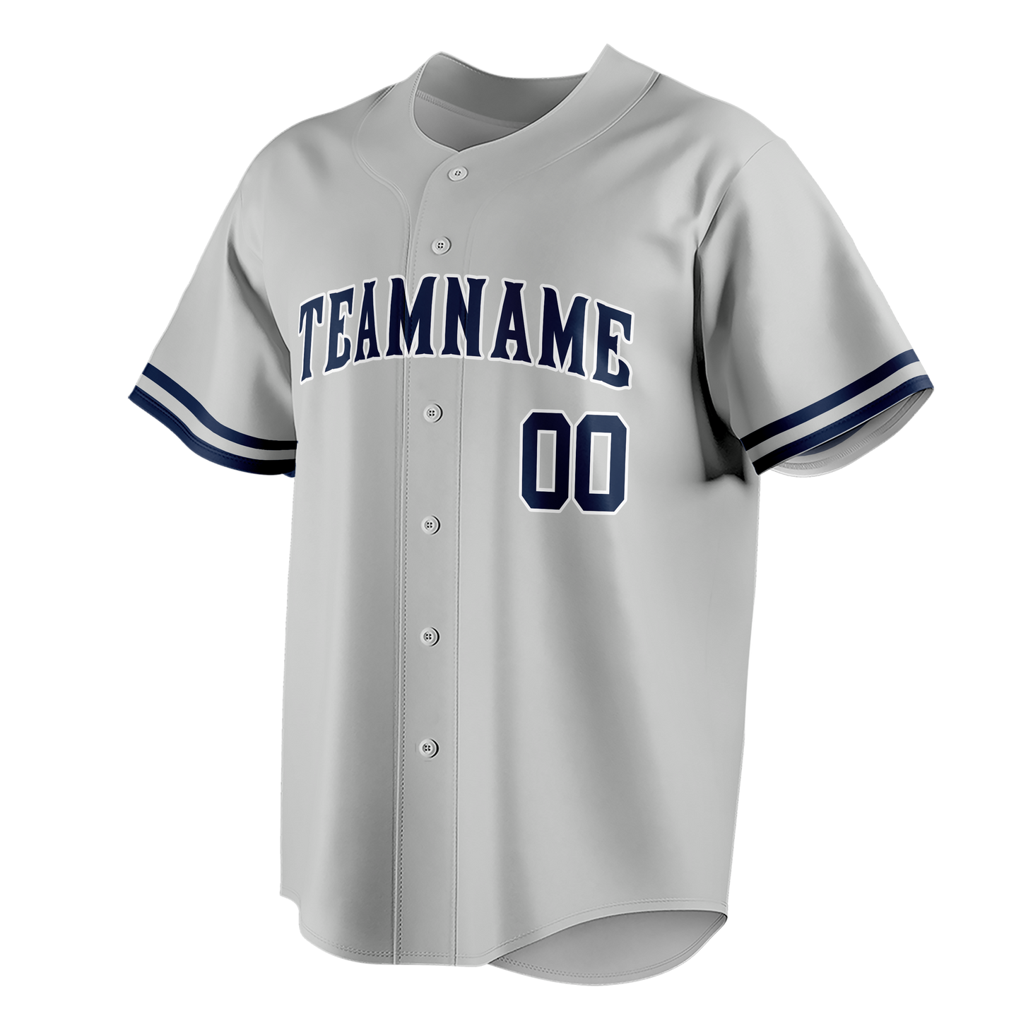 Custom Silver & Navy Blue Colors Design Sports Baseball Jersey