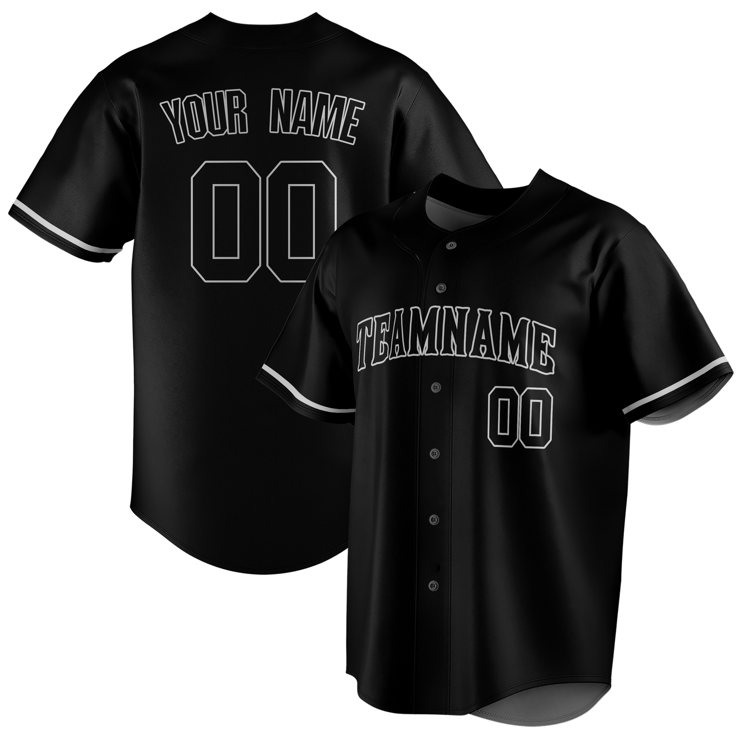 Custom Black & Silver Colors Design Sports Baseball Jersey