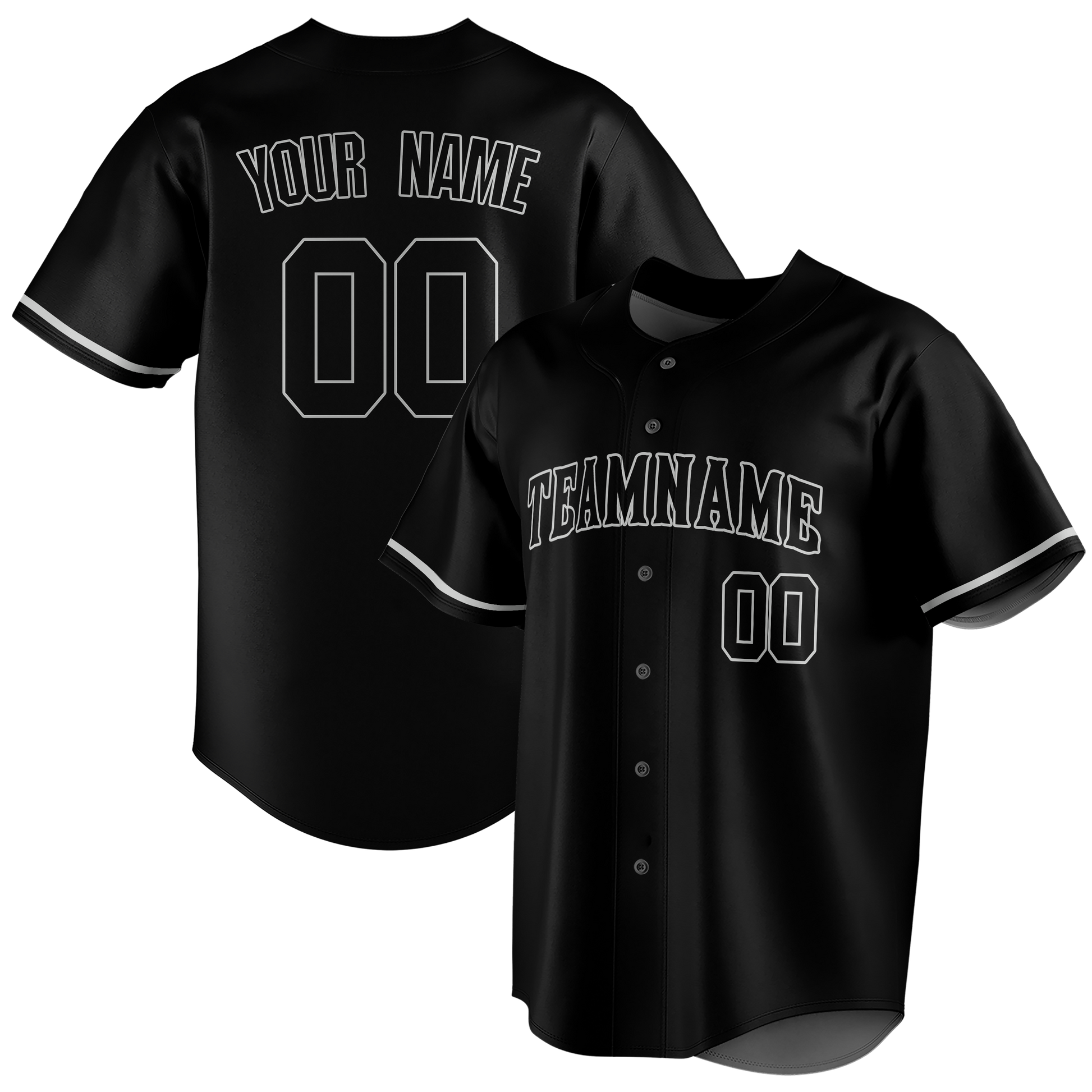 Custom Black & Silver Colors Design Sports Baseball Jersey